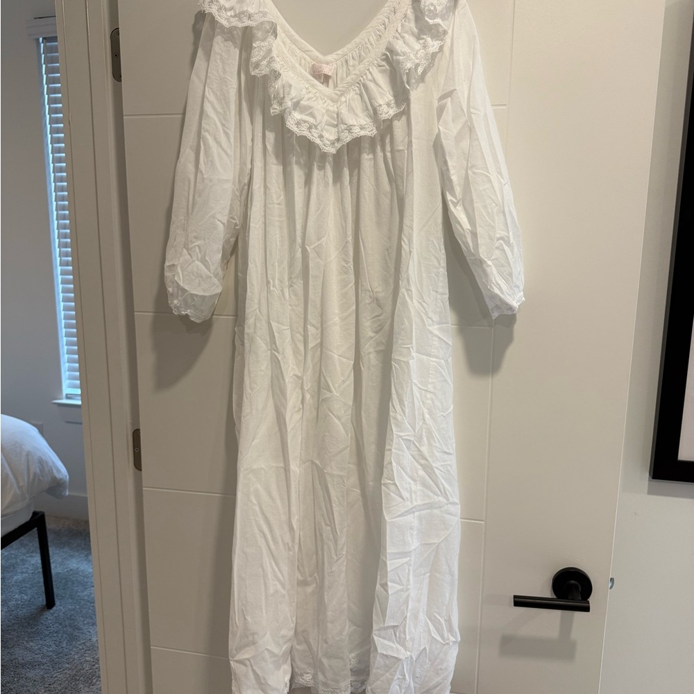 If Only If Lace Trim White Long Gown
